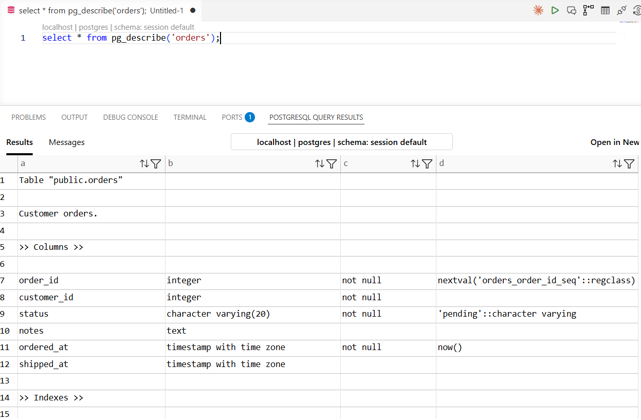pg_describe screenshot